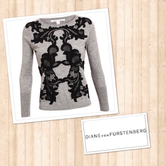 Diane Von Furstenberg Sweaters - Diane Von Furstenberg Shara Lace Overlay Sweater